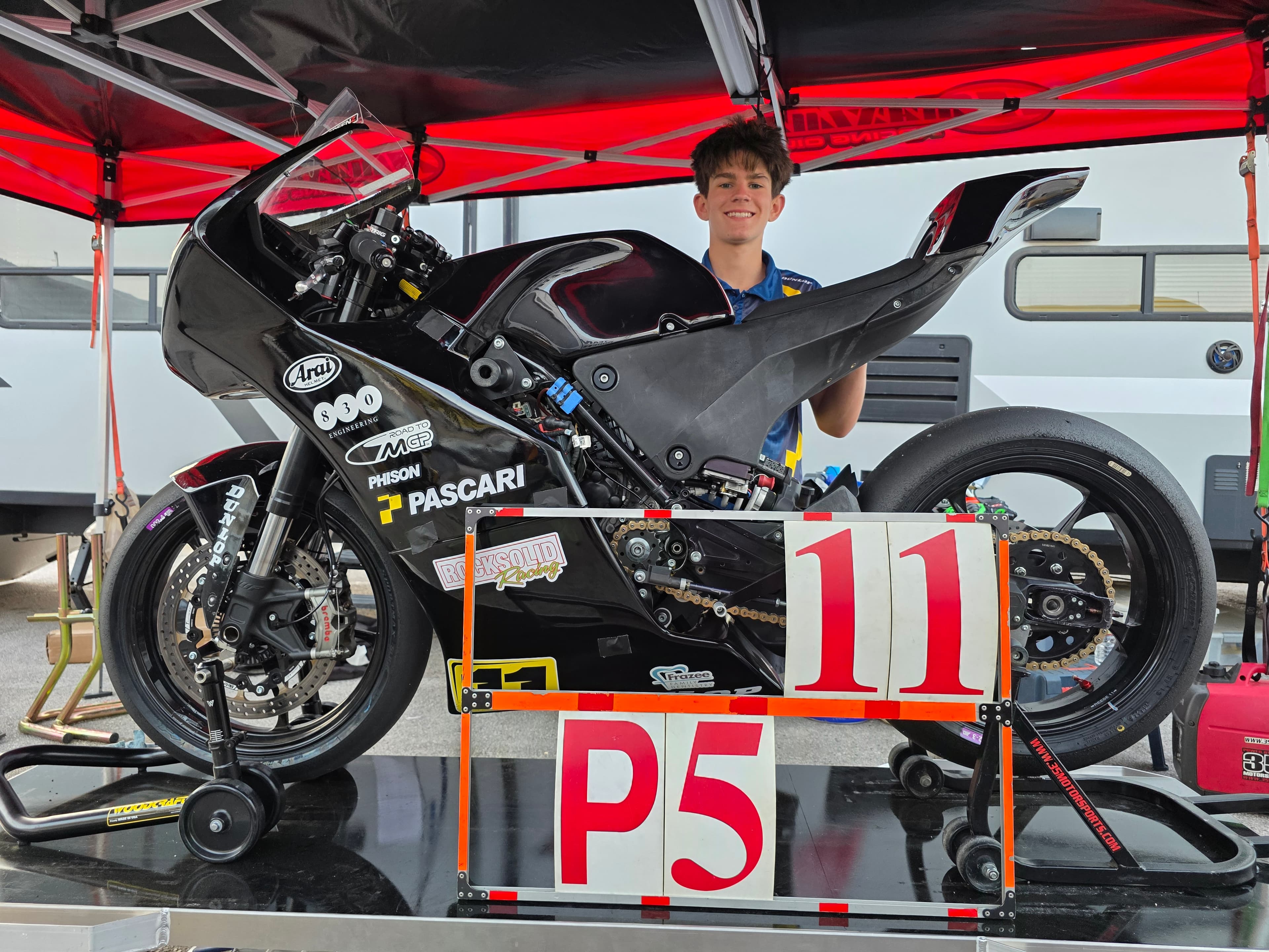 Reese Frankenfield with his #11 race bike